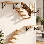 PELUOMOZ Cat Wall Furniture Set, 2PCS Cat Shelves & 2PCS 4 Steps Cat Wall Shelves Stairs Tower Cat Climbing Shelves Scratching Perches for Climbing Sleeping, Playing, NEW2PShelves2P4Stairs