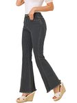 Allegra K Women's Vintage Flare Jean Denim Pants High Waist Stretchy Bell Bottoms Jeans Black-Grey S