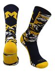 TCK Michigan Wolverines Camo Crew Socks (Navy/Gold, Small)