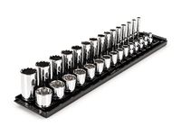 TEKTON 3/8 Inch Drive 12-Point Socket Set with Rails, 30-Piece (1/4-1 in.) | SHD91210