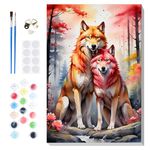 Lxmsja Wolf Paint by Numbers Kit for Adults Beginner Children with Frame, Adult Kids' Paint by Numbers Kits on Canvas, Color by Numbers for Adults, Gifts for Women Home Decor, 8x12in