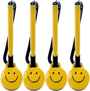 Performore 4 Pack of Secure Counter Pens with Plastic Secure Cord Attached to Adhesive Back Base Pen Holder with Smiley Face Design for Home Workplace School Office