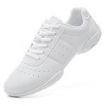 DADAWEN Women's Girls' Lace-up Split Sole Dance Trainers Jazz Sneakers White 5.5 UK