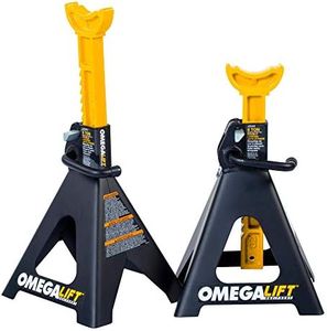 Omega Lift Heavy Duty 6 Ton Jack Stands Pair - Double Locking Pins - Handle Lock and Mobility Pin for Auto Repair Shop with Extra Safety (JZ060)