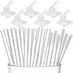 12-Pack Replacement Straws for Thermos Funtainer 12 Ounce Bottle,Silicone Straws Stem Set with Cleaner Brushes for Thermos Kids (12 Straws+6 pop-up Straw Stems+6 Cleaner Brushes)