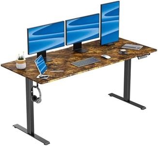 VVENACE 63'' x 28'' Electric Standing Desk Adjustable Height with Wheels, Sit Stand Up Desk, Home Office Desk, Rising Lifting Ergonomic Desk with Spliced Desktop Rusitc Brown