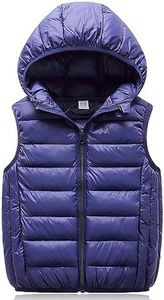 Aivtalk Boys Girls Puffer Down Vest Toddler Kids Hooded Zip Sleeveless Jacket Winter Coat, Dark Blue, 3T