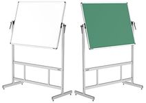 Pragati Systems Mobile & Adjustable White Board Stand Double Sided Prima Magnetic with Chalkboard and Dry Erase Marker Set (3x4ft)