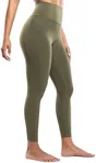 ENERBLOOM Workout Leggings for Women Yoga Pants 7/8 High Waisted Athletic Tights Silky Feeling Soft 25" Gym Activewear Lounge Green X-Large