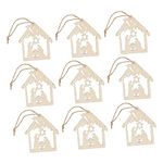 20pcs Pendant Kids Arts and Crafts Decorations for Home Wooden Decor Craft for Kids Birth of Jesus Hanging Decor Nativity Scenes Wood Ornaments Festival Wood Pendant Hollow