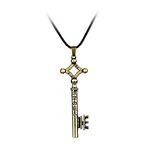 OfficialOtaku Titan Eren Gold Key Cosplay Pendant Necklace - Metal, One Size, Metal,Leather