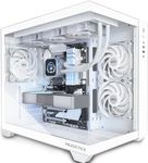 MUSETEX ATX PC Case, 360MM RAD Support, 3 x 120mm Fans Pre-Installed, 270° Full View Tempered Glass Gaming PC Case with Type-C, Mid Tower ATX Computer Case, White, Y6