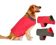 Sage Square 2 in 1 Waterproof Premium Reversible Double Side Dog Coat, Ultra Warm Windproof Winter, Thicker Fleece Jacket for Cold Weather (Red) (Medium) (18 Inches)