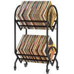 Vinyl Record Storage Vinyl Record Holder Stand Display Shelf for Albums 200-240 LPs with Wheels Anti-skid Clasps