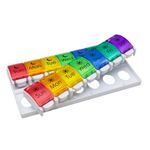 Ezy Dose Push Button (7-Day) Pill, Medicine, Vitamin Organizer Box | Weekly, 2 Times a Day, AM PM | Extra Large Compartments | Rainbow Lids | FDA Registered