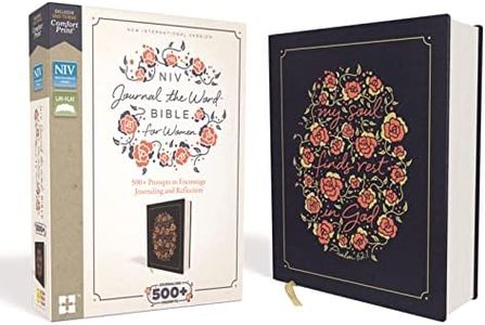 NIV, Journal the Word Bible for Women, Cloth over Board, Navy, Red Letter, Comfort Print: 500+ Prompts to Encourage Journaling and Reflection