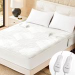 blunique Electric Heated Mattress Pad Queen Size Dual Control Bed Warmer, Deep Pocket, Side Storage Pouch for Controller, Machine Washable, 3D Air Layer Fabric, 60"x80", Grey