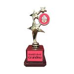 Yaya Cafe Worlds Best Grandma Printed Star Award Trophy Birthday - Golden, Alloy