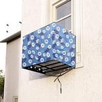 The Furnishing Tree Window AC Cover for 2 Ton capacity PVC Waterproof and Dustproof Floral Pattern Blueish Grey