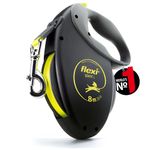 flexi® Giant L | 8 m retractable tape leash for dogs up to 50 kg | Black/neon yellow | retractable dog lead | Weight: 630 g | Dimensions: 15.2 x 20.8 cm