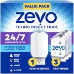 Indoor Fly Trap with UV Light, Plug-in Bug Catcher for Gnats and Fruit Flies, 3 Cartridges (2, White)