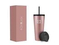 IRON °FLASK Classic Tumbler 2.0-2 Lids (Straw/Flip), Vacuum Insulated Stainless Steel Water Bottle, Double Walled, Drinking cup, Thermo Travel Mug - Rose Gold, 32 Oz