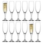 LAV 12x 220ml Empire Glass Champagne Flutes - Reusable Wedding Anniversary Birthday Hen Party Prosecco Wine Cocktail Drinking Glasses Set