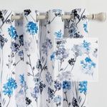 MYSKY HOME Living Room Curtains 84 inches Long Floral Curtains Light Filtering Thermal Insulated Soft for Bedroom Dining Room Farmhouse Style Grommet Drapes Home Decor, Set of 2 Panels, Navy Blue