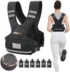 APEXUP Adjustable Weighted Vest, 4-10lb/12-18lb/20-32lb Vest with 6 Ironsand Weights and Large Pocket, Weight Vest for Men and Women Strength Training, Running, Fitness, Walking