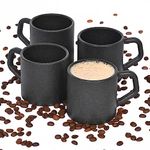 Eha Earth-Friendly Comfy Coffee Cup Set of 4 | 200 ml | Made with Rice Husk & Bamboo Fibers | Microwave Safe | for Hot & Cold Coffee Mug, Tea & Milk | Natural Matte Finish | Charcoal