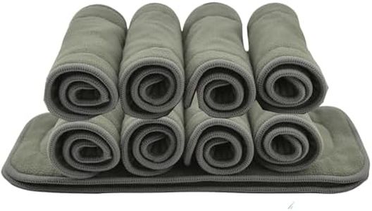 Babygoal Charcoal Rayon Bamboo Cloth Diaper Inserts, 5-layer Reusable Liners for Cloth Diapers 10 Pack 10ZTN-CA