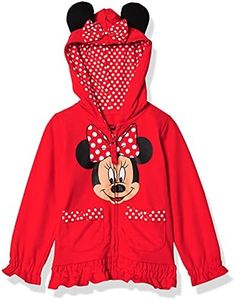 Nickelodeon Little Girls' Minnie Polka-Dot Bow Hoodie, Red, L-6X