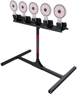 Birchwood Casey 5 Spring Loaded Self-Resetting 6" Diameter Targets with Plate Rack & Folding Target Stand - Durable Long-Lasting Metal Standing Target for Shooting