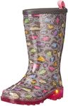 Western Chief Unisex-Child Warm Lined PVC Lighted Rain Boot, Leopard, 6 Toddler