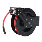 MaxWorks 80720 Auto Rewind Retractable Air Hose Reel with 3/8" x 50' Air Hose with Brass Fittings, 1 Pack