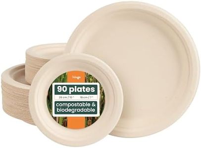 HAAGO - 100 Piatti Biodegradabili in Canna da Zucchero, Grande (26 cm) e Piccolo (18 cm) - Ecologici e Biodegradabili