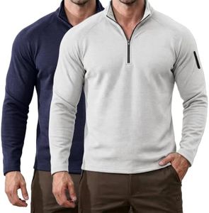 INVICTUSY Men's Long Sleeve Running Shirts 1/4 Zip Pullover Mens Moisture Wicking Quick Dry Athletic Workout Shirts Gym Golf