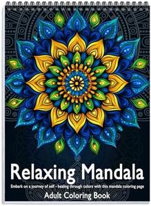 Mandala Coloring Book for Adults Relaxation, 24 Patterns Adult Coloring Books for Women Stress Relief, Spiral Bound Mindfulness Coloring Book, Single-Sided Print
