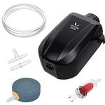 Pawfly 30 GPH Aquarium Air Pump Adjustable Quiet Oxygen Aerator Pump with Air Stone Airline Tubing Check Valve and Connector Accessories for Small Fish Tanks Ponds up to 30 Gallons