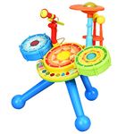 Maxmass Electric Drum Set, Kids Jazz Instrument with Microphone, Drumsticks and Stool, 2-in-1 Early Learning Birthday Gift for Toddlers Kids Children