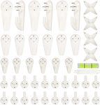 IDEALHOUSE 42pcs Non-Trace Picture Hook for Hard Wall, Picture Hanging Kit for Picture Frame Fixing, Assorted Picture Hanger Set for Hardwall Drywall Painting Wedding Photos Mirror, White