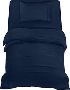 Utopia Bedding - Housse de Couette 135x200cm, Drap Housse 90x190cm et Taie d'oreiller 50x75cm - Microfibre brossée Polyester Douce (Bleu Marine)
