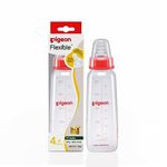 Pigeon Peristaltic Baby Nursing/Feeding Bottle KPP Nipple M,For 4+ Month Babies,BPA Free,BPS Free,Square Base,Red,240 ml