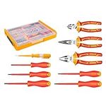 INGCO 9Pcs 1000V VDE Insulated Hand Tools Set with 5Pcs Insulated Screwdriver and 3Pcs Insulated Plier Set 1Pcs Test Pencil HKTV01H091