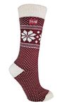 THMO - Ladies Vintage Nordic Fairisle Style Winter Wool Blend Socks (4-8 uk, 39 Fairisle Red/Cream)