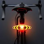 Maso Rechargeable Bike Tail Light LED Bike Rear Turn Signal Lights with Wireless Remote Control Multifunctional Modes Waterproof Cycling Warning Light for Mountain Bike, Road Bicycle