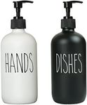 MOMEEMO Soap Dispenser Set 2 Pack, Contains Dish Soap Dispenser and Hand Soap Dispenser. 16 Oz Glass Soap Dispenser with Black Plastic Pumps, Perfect for Black and White Kitchen Decor. (Black & White)