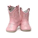 MAMTAKON Real Leather Cowboy Cowgirl Boots Customizable Premium Box Soft Sole for Baby Infant Toddler Girls Newborn Crib Prewalkers Special Occasion, Pink, 6-12 Months Infant