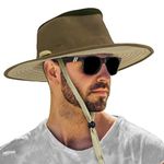 SUN CUBE Wide Brim Sun Hat for Men Outdoor Sun Protection Boonie Hat | Adjustable Fit, Breathable Summer Hat for Safari Hiking Fishing - Olive