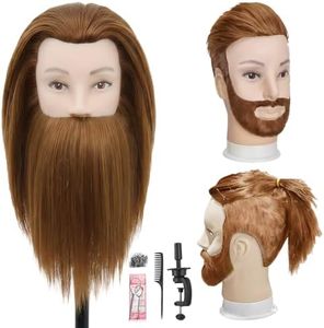 Male Mannequin Head with Hair,10" Barber Mannequin Head,Cosmetology Hairdresser Training Doll Manikin Head for Hair Styling and Practice（27 Brown）